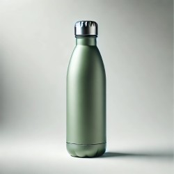 Stainless steel water bottle with a matte green finish